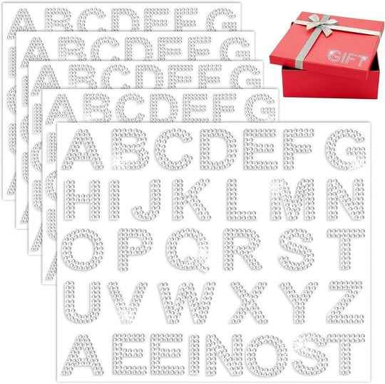 170 Pieces Rhinestone Letters Stickers, 5 Sheets Glitter Self Adhesive Diamond